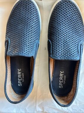 Sperry Perforated Slip-On Loafers in Navy Blue